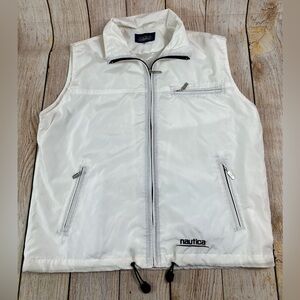 Mens Vintage Nautica Competition White Full Zip Vest Size XL